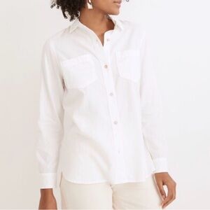 Madewell Classic ex Boyfriend White Button Down Shirt Sz M $75 NWOT